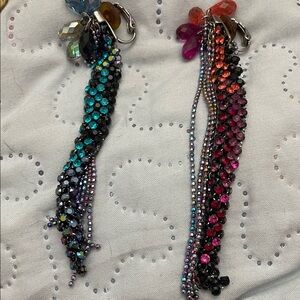 Swarovski long mismatched color Beaded Earrings